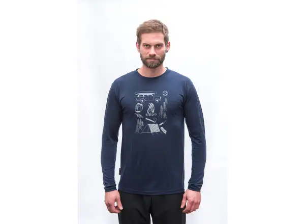 Sensor Merino Active Outside pánske tričko dlhý rukáv Deep Blue