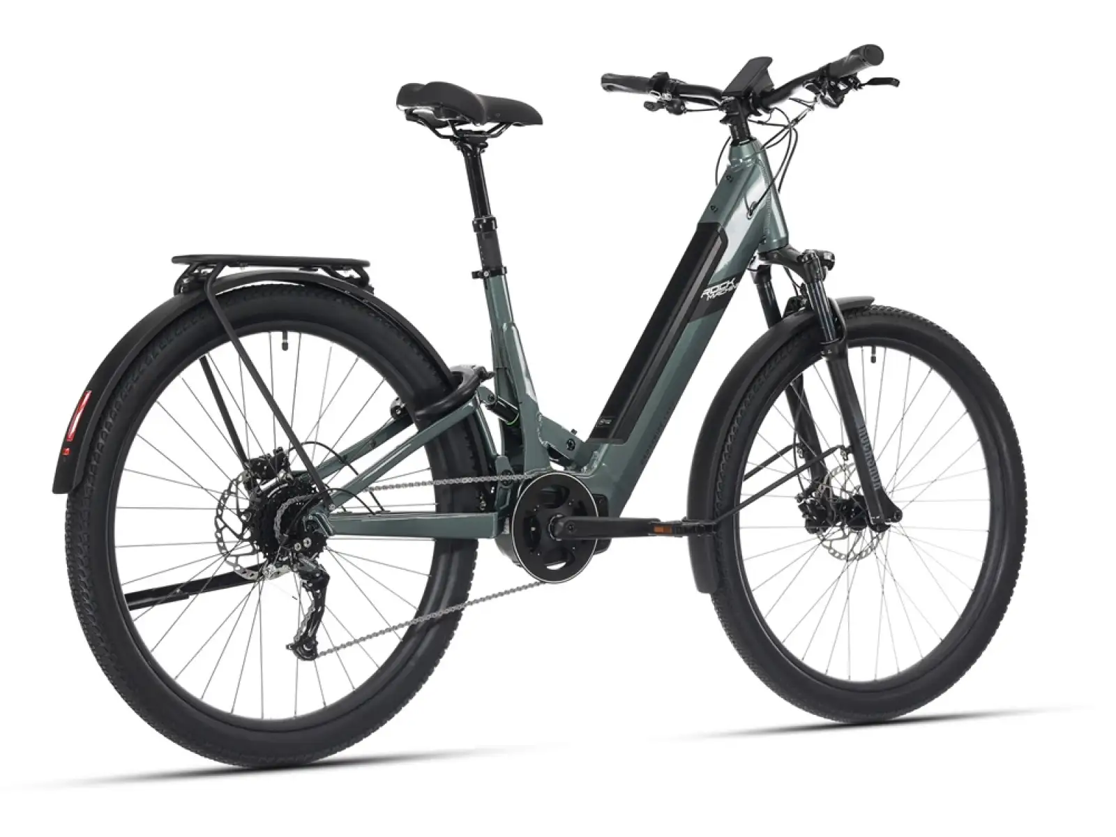 Rock Machine Crossride e450 FS nízkonástupový celoodpružený elektrobicykel Ocean Grey/Black