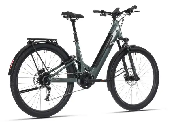 Rock Machine Crossride e450 FS nízkonástupový celoodpružený elektrobicykel Ocean Grey/Black