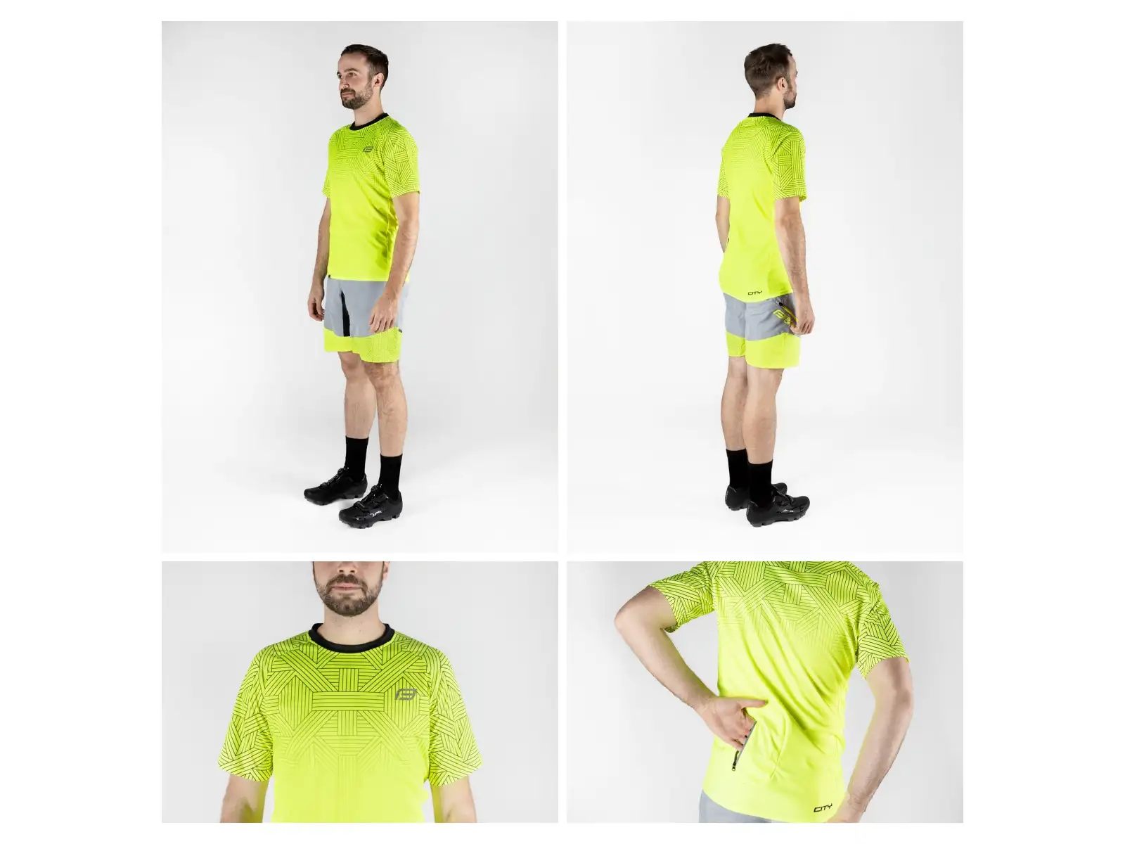 Force City pánsky dres krátky rukáv fluo/čierna