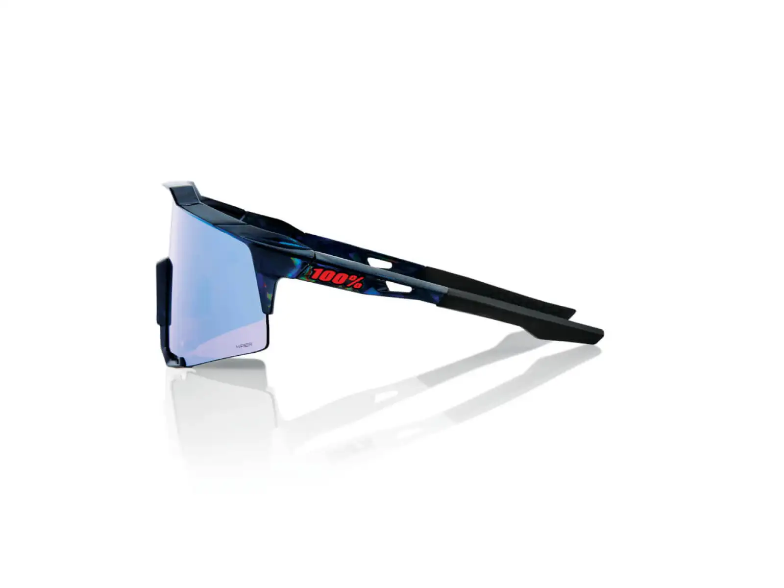 100% SPEEDCRAFT cyklistické okuliare Black Holographic/Hiper blue Multilayer Mirror Lens