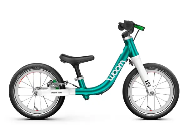 Woom GO 1 Metallic Turquoise 12 detské odrážadlo