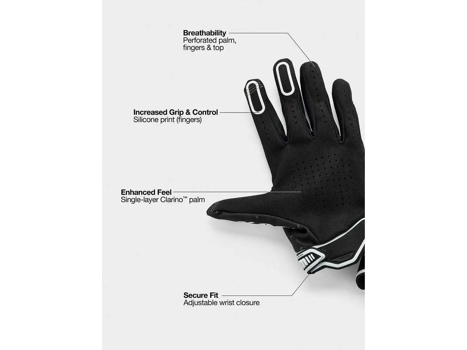 100% Ridefit pánske rukavice Black