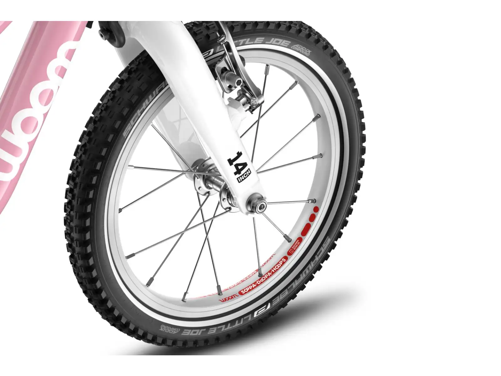 Woom GO 1 Plus detské odrážadlo 14" farba Powder Pink