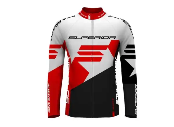 Superior Race 017 pánsky zateplený dres dlhý rukáv červená/biela