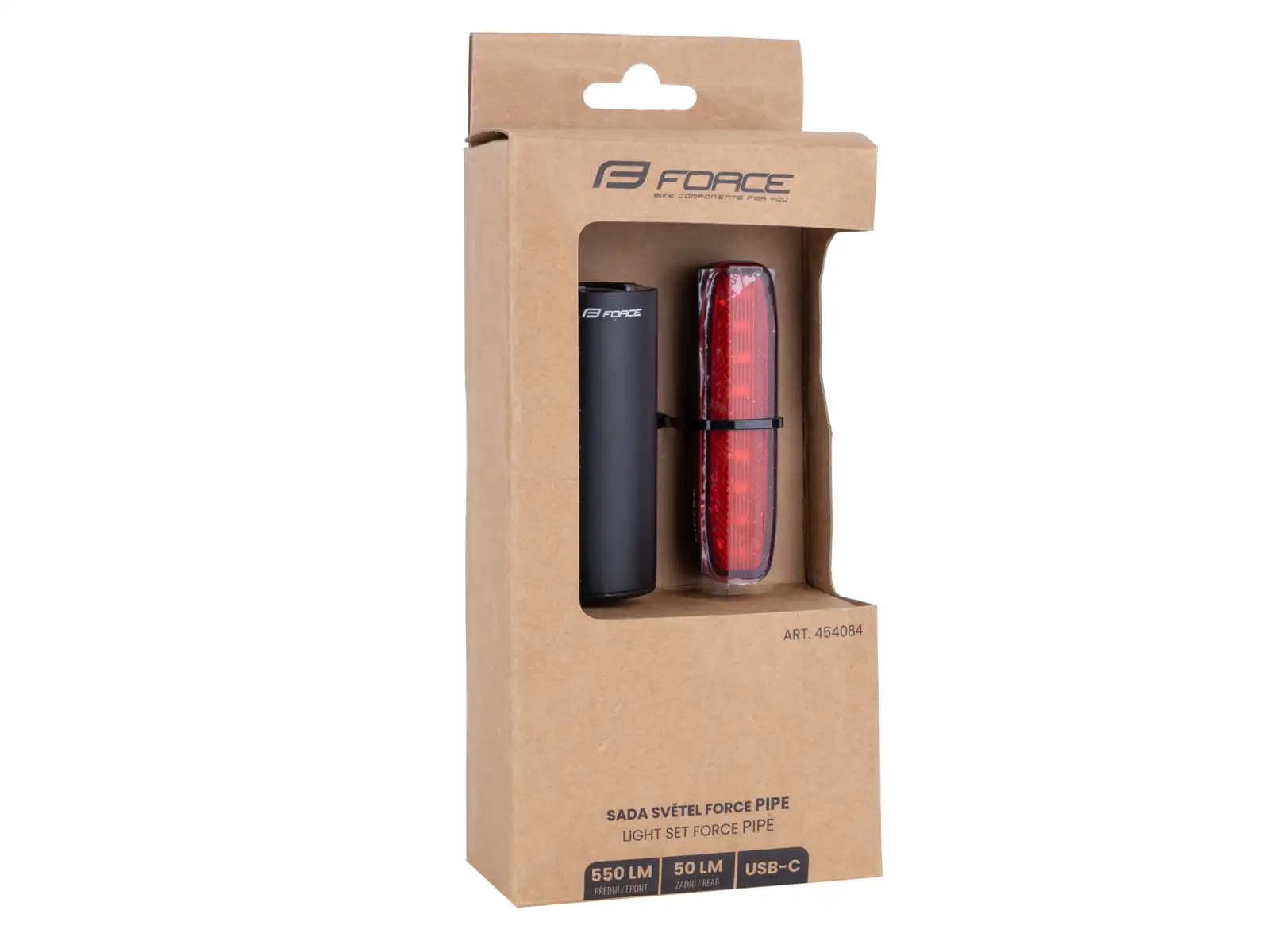 Force Pipe USB sada svetiel predné + zadné čierna