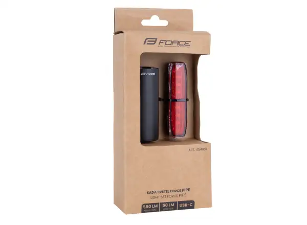 Force Pipe USB sada svetiel predné + zadné čierna