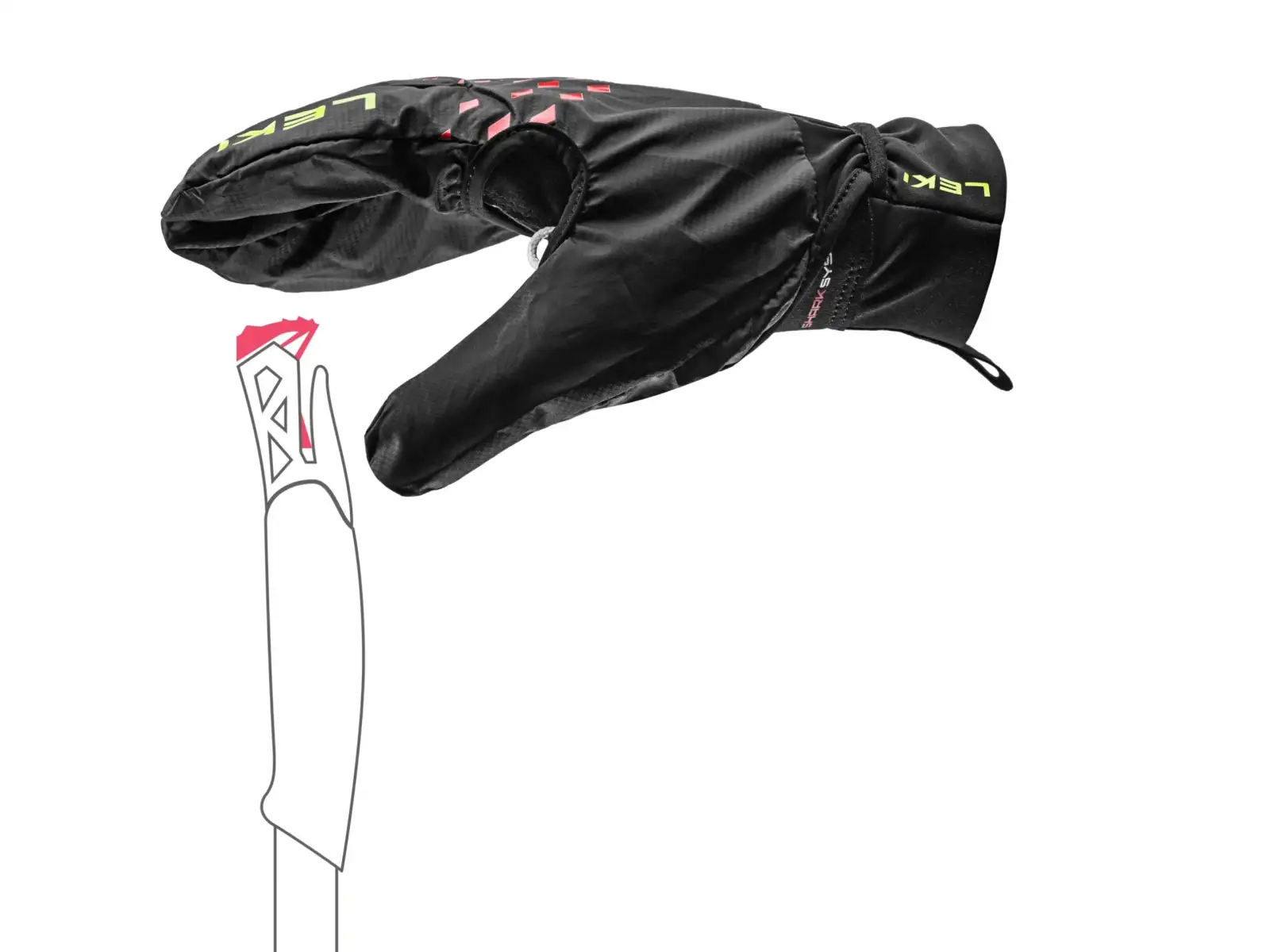 Leki Ultra Trail Storm Shark bežecké rukavice Black/Red/Neon Yellow