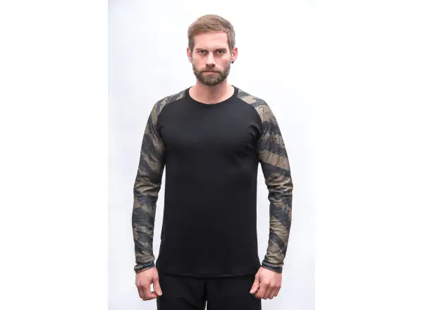Sensor Merino Blend Impress pánske tričko dlhý rukáv čierna/brush