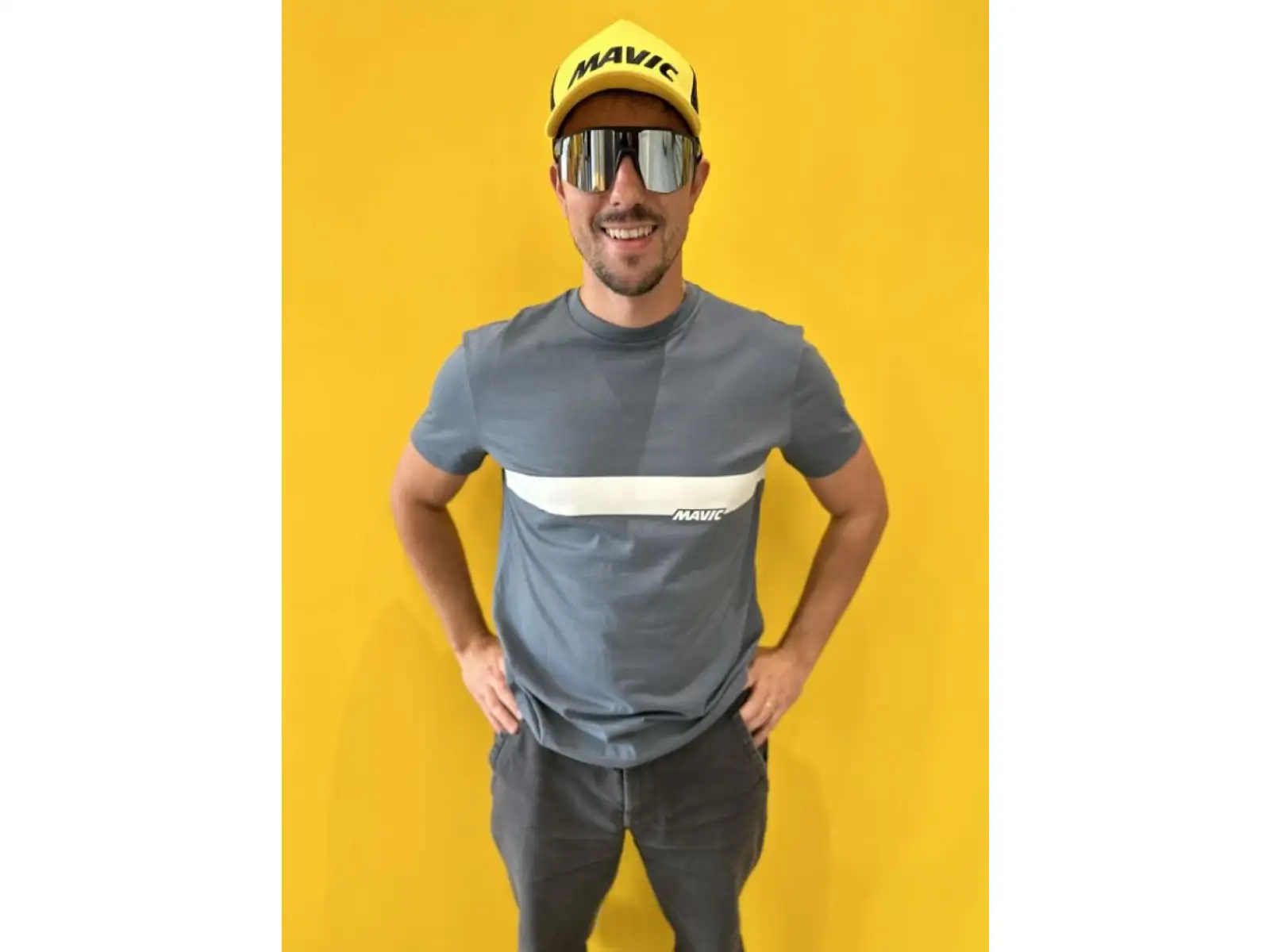 Mavic Corporate Stripe pánske tričko krátky rukáv Orion Blue/Off White