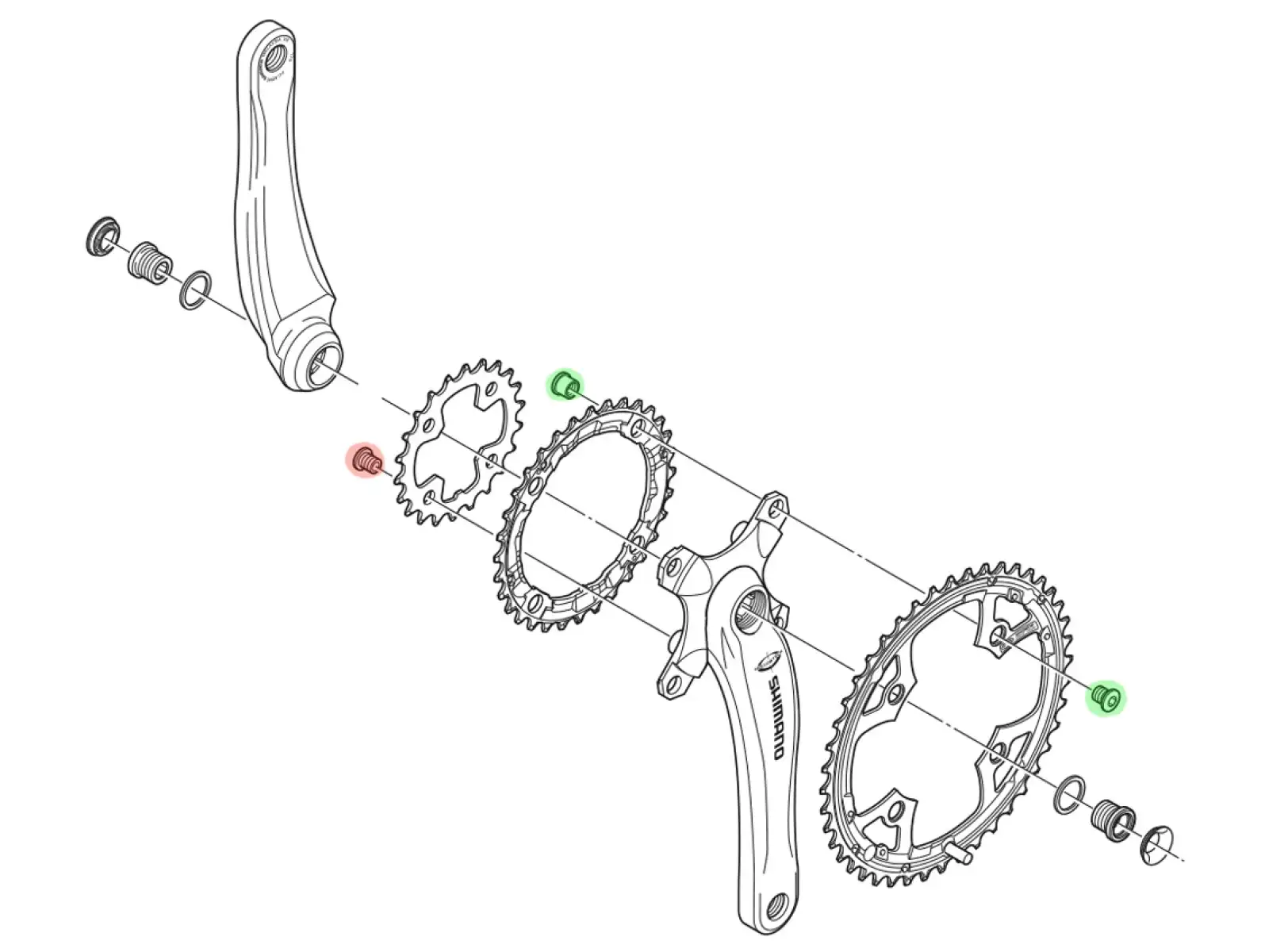 Shimano FC-M540/590 skrutky do prevodníka 4ks Small