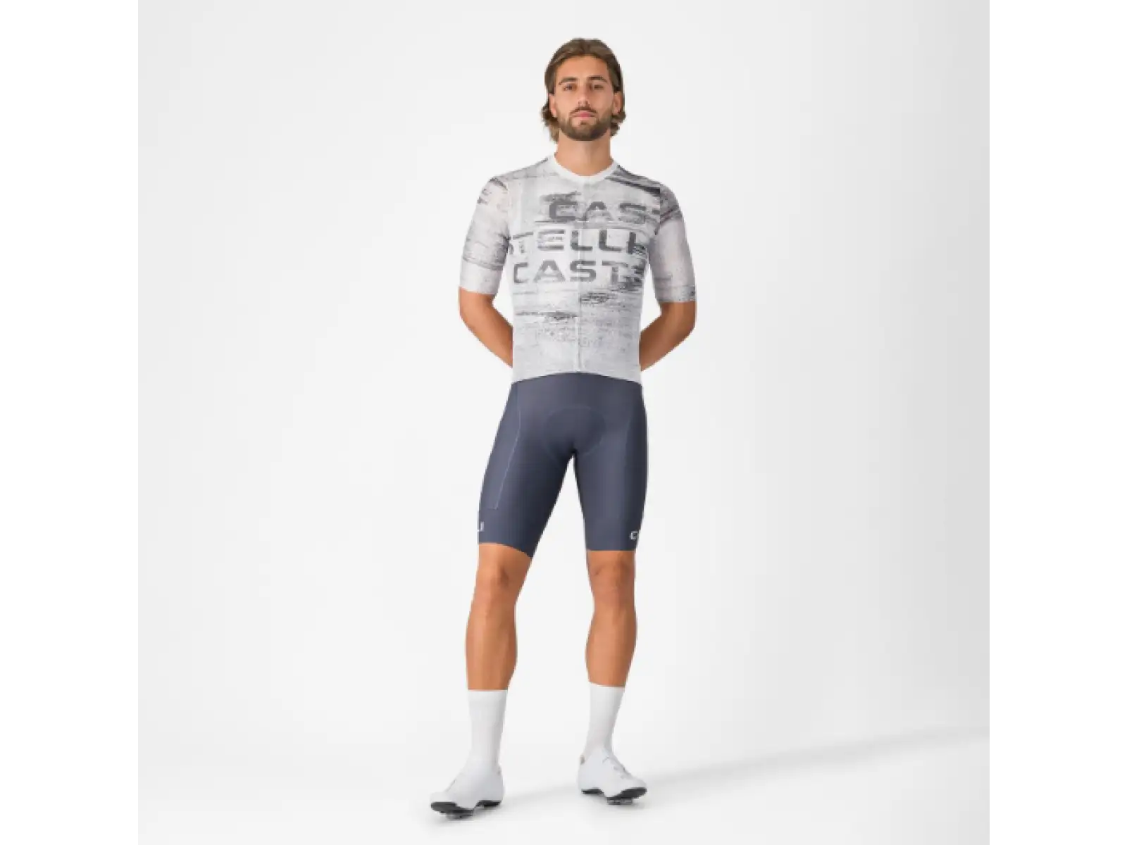 Castelli Stratus Logo pánsky dres krátky rukáv White/Smoky Gray
