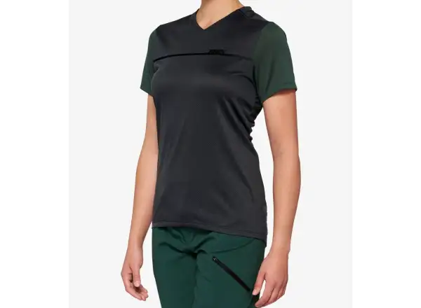 100% Ridecamp dámsky dres s krátkym rukávom Charcoal/Forest Green