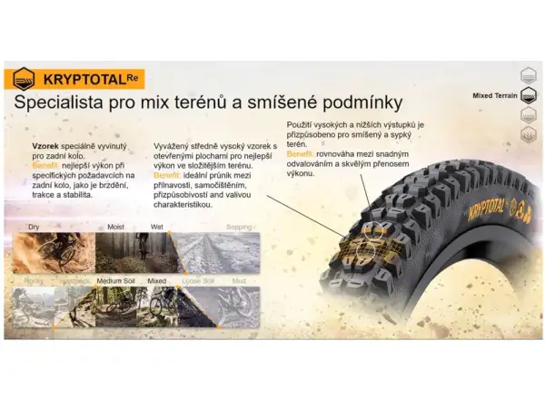 Continental Kryptotal Enduro Soft 29x2,60" TLR E-25 MTB plášť Kevlar zadný čierna 2022