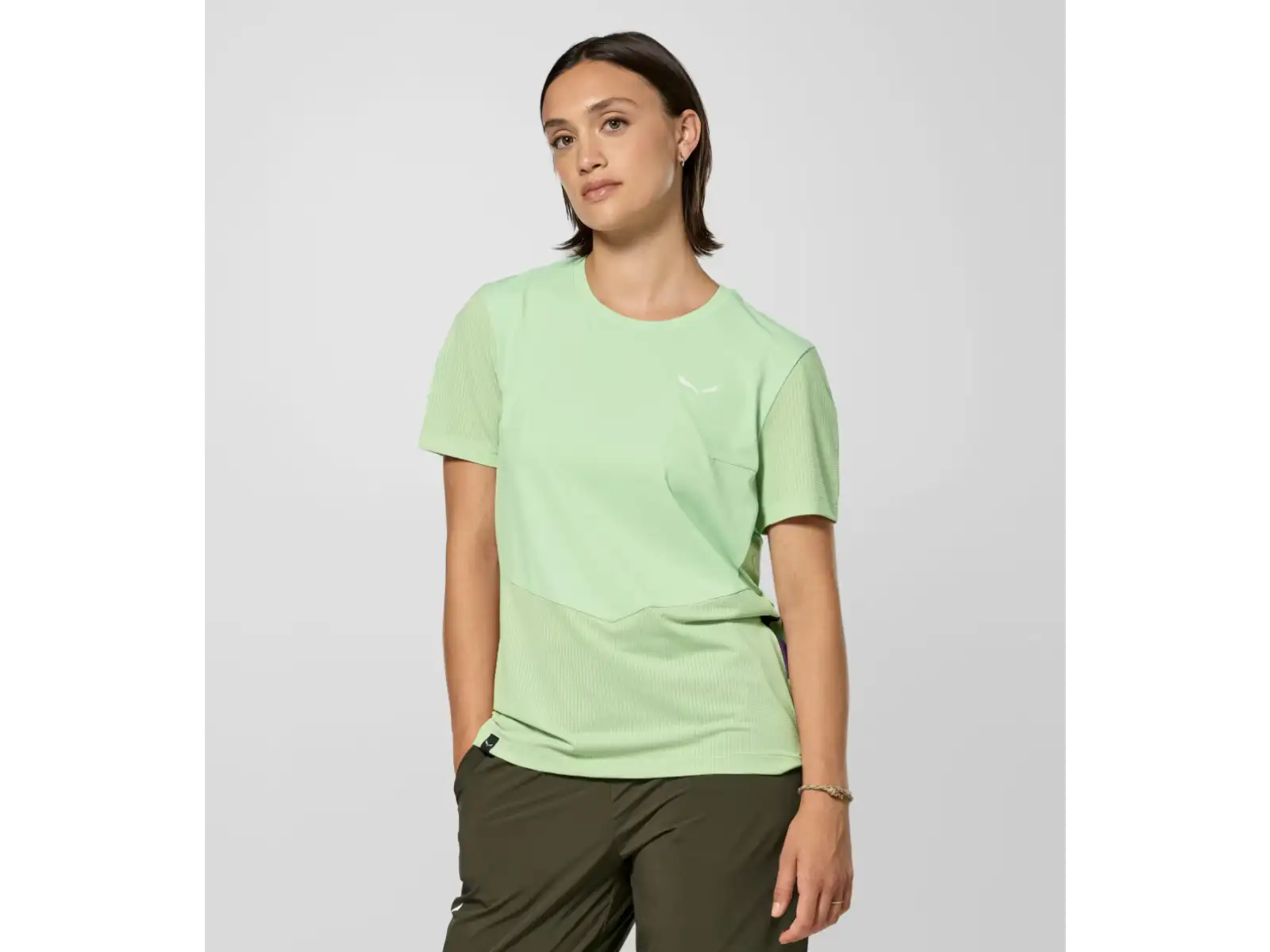 Salewa Dry'Ton Hybrid dámske tričko krátky rukáv Pastel Green