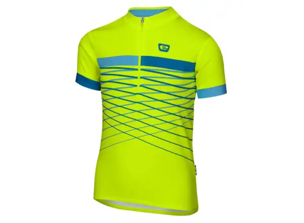 Etape Lucky detský dres krátky rukáv žltá fluo/modrá