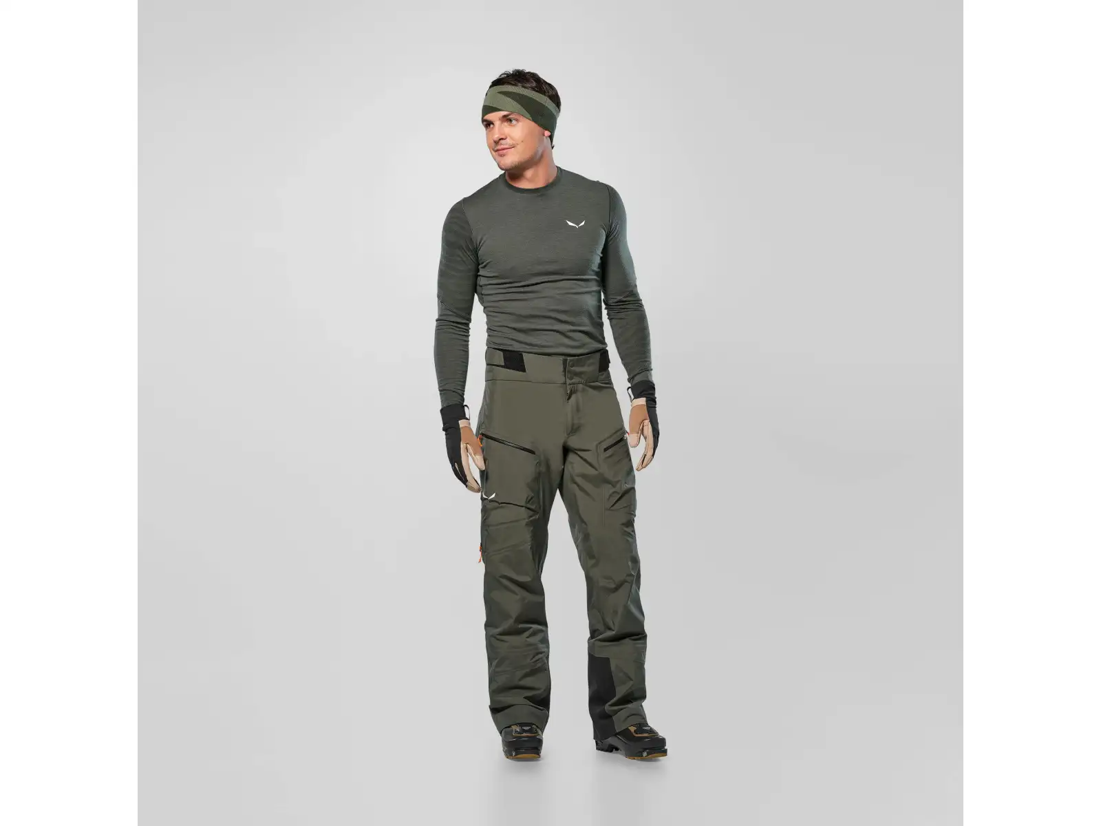 Salewa Sella 3L Powertex pánske nohavice Dark Olive