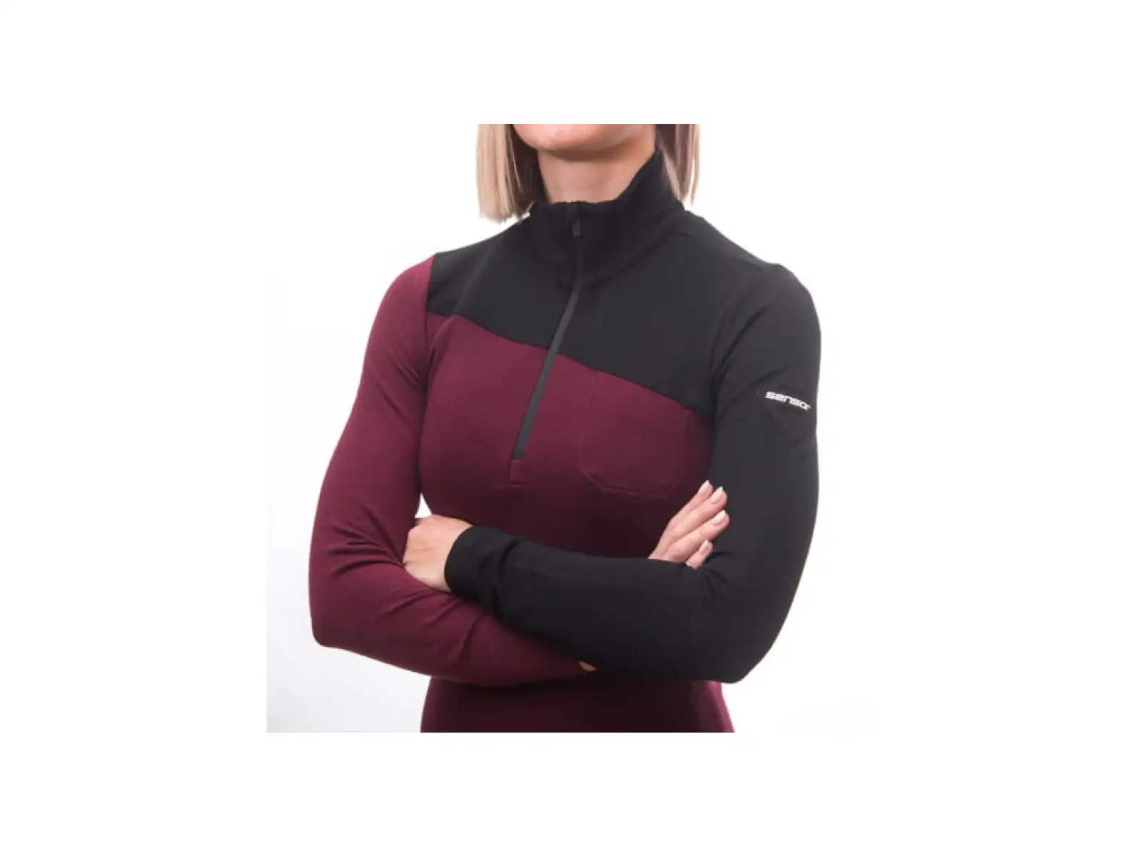 Sensor Merino Extreme dámske tričko dlhý rukáv čierna/Port Red