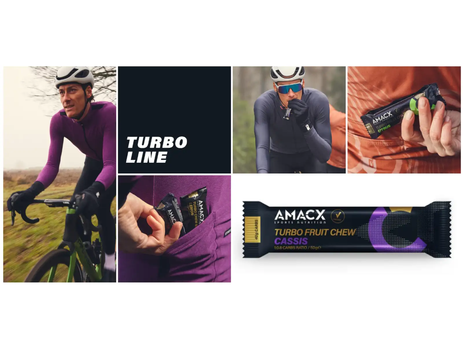 Amacx Turbo Fruit Chew energetická žuvačka 50 g Citrus