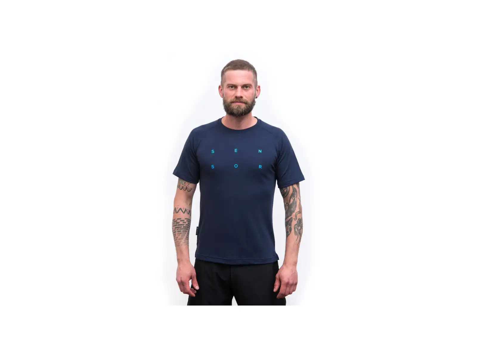 Sensor Merino Blend Typo pánske tričko krátky rukáv Deep Blue