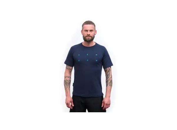 Sensor Merino Blend Typo pánske tričko krátky rukáv Deep Blue