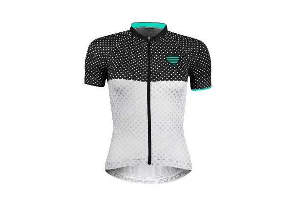 Force Points dámsky dres s krátkym rukávom black/white/turquoise