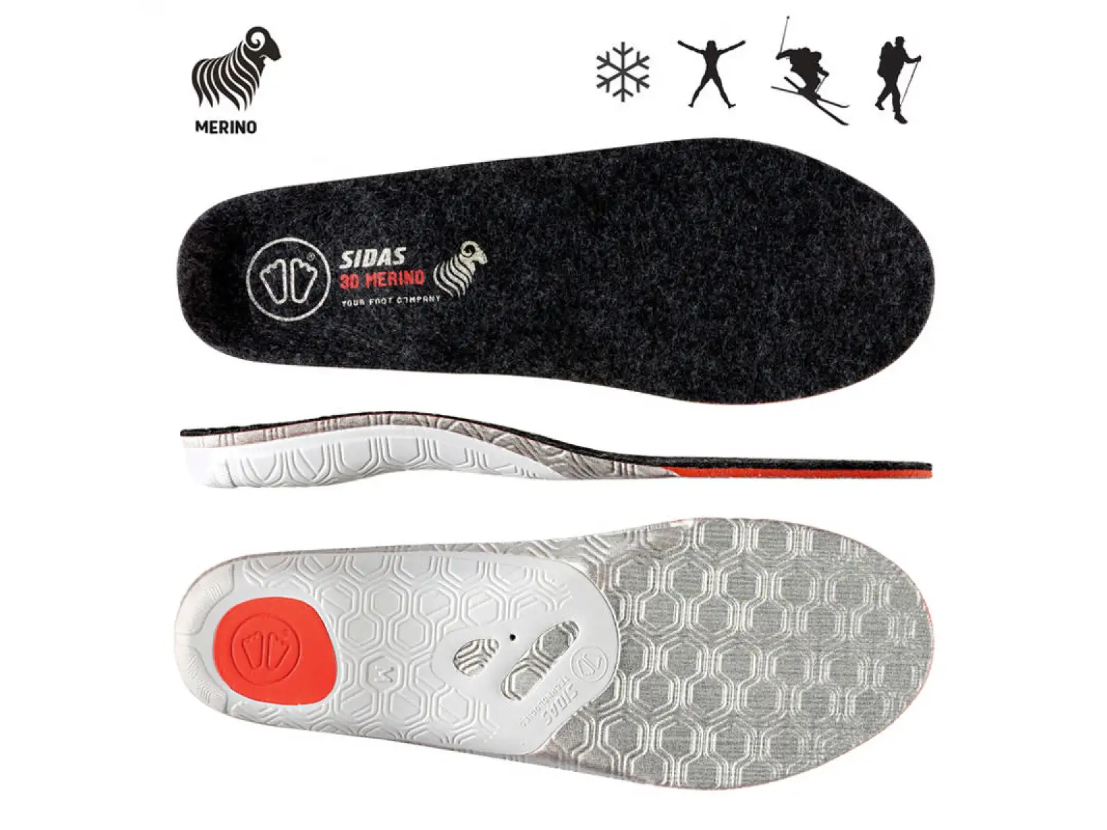 Sidas Winter 3D Merino vložky do topánok stredná klenba 1 pár
