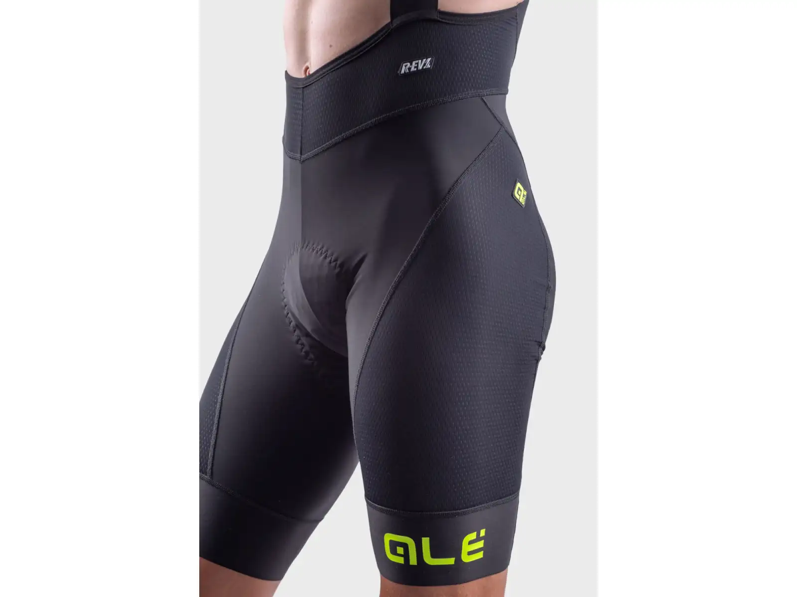 Alé R-EV1 Agonista Plus pánske kraťasy s vložkou a trakmi black/fluo yellow