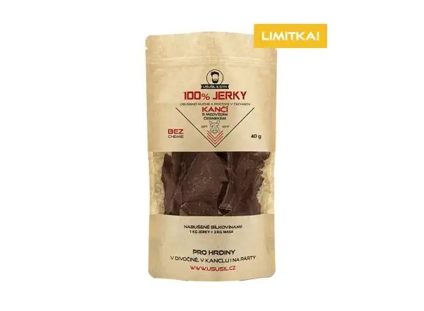 Vysušené a synom 100% JERKY Divčacie s medvedím cesnakom 40 g