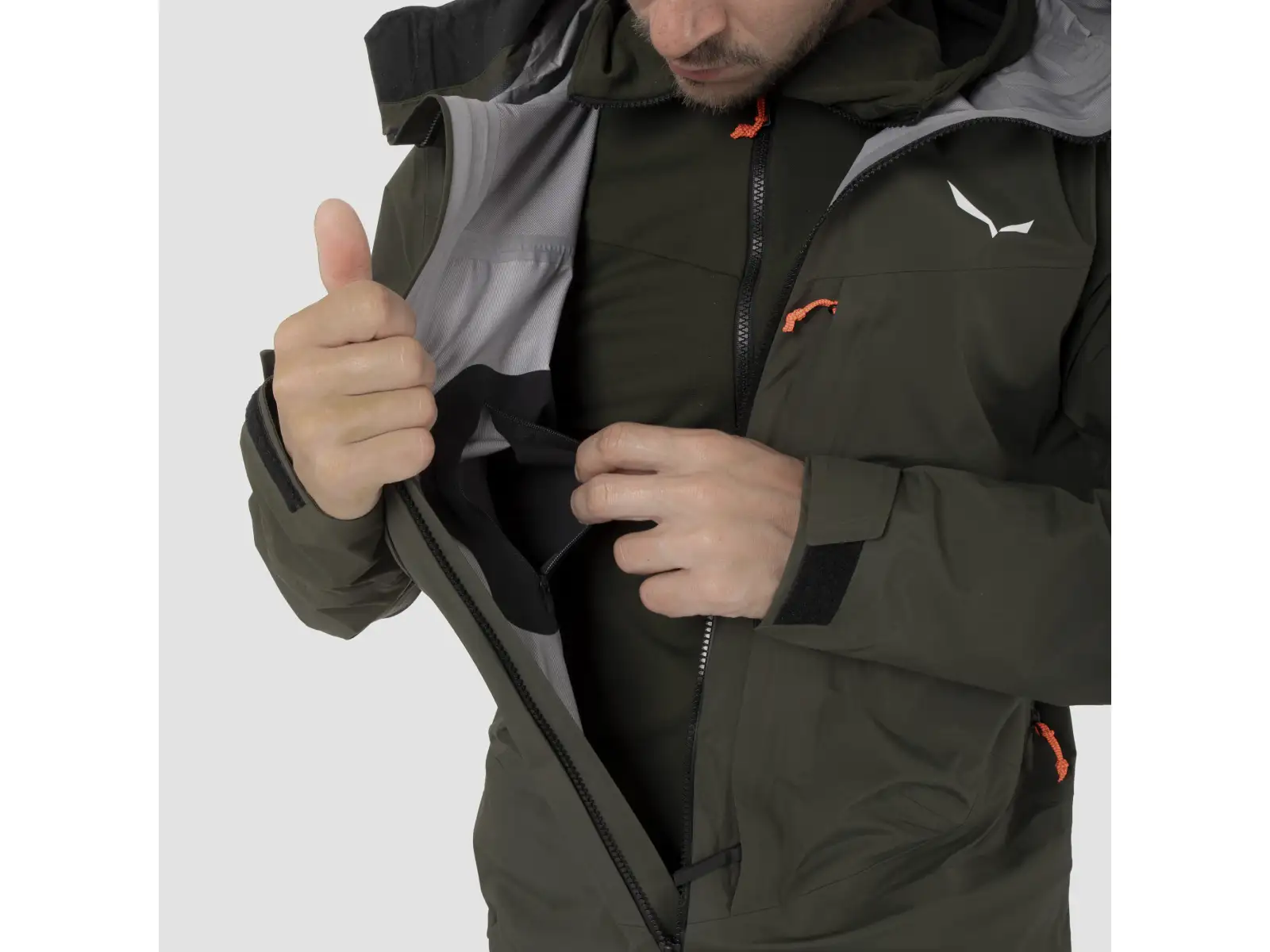 Salewa Sella 3L Powertex pánska bunda Tmavá Olivová
