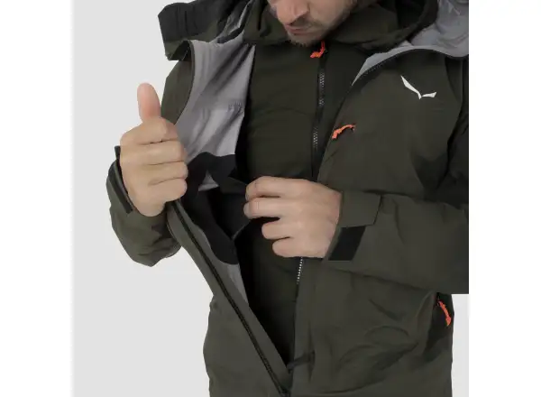 Salewa Sella 3L Powertex pánska bunda Tmavá Olivová
