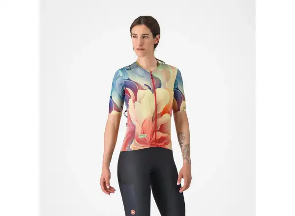 Castelli Unlimited Pro dámsky dres krátky rukáv Multicolor Green
