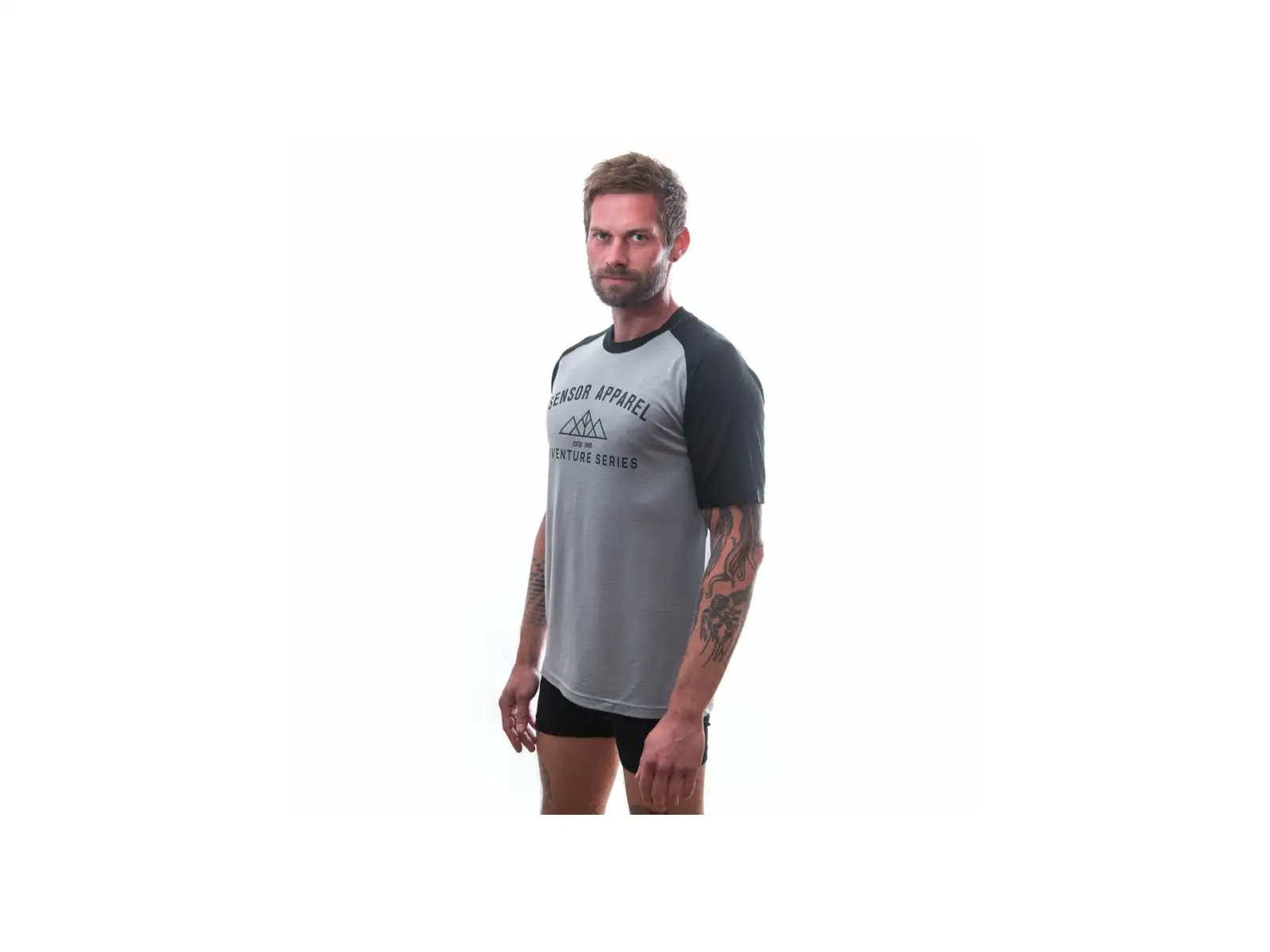 Sensor Merino Active Pt Adventure pánske tričko krátky rukáv šedá/čierna