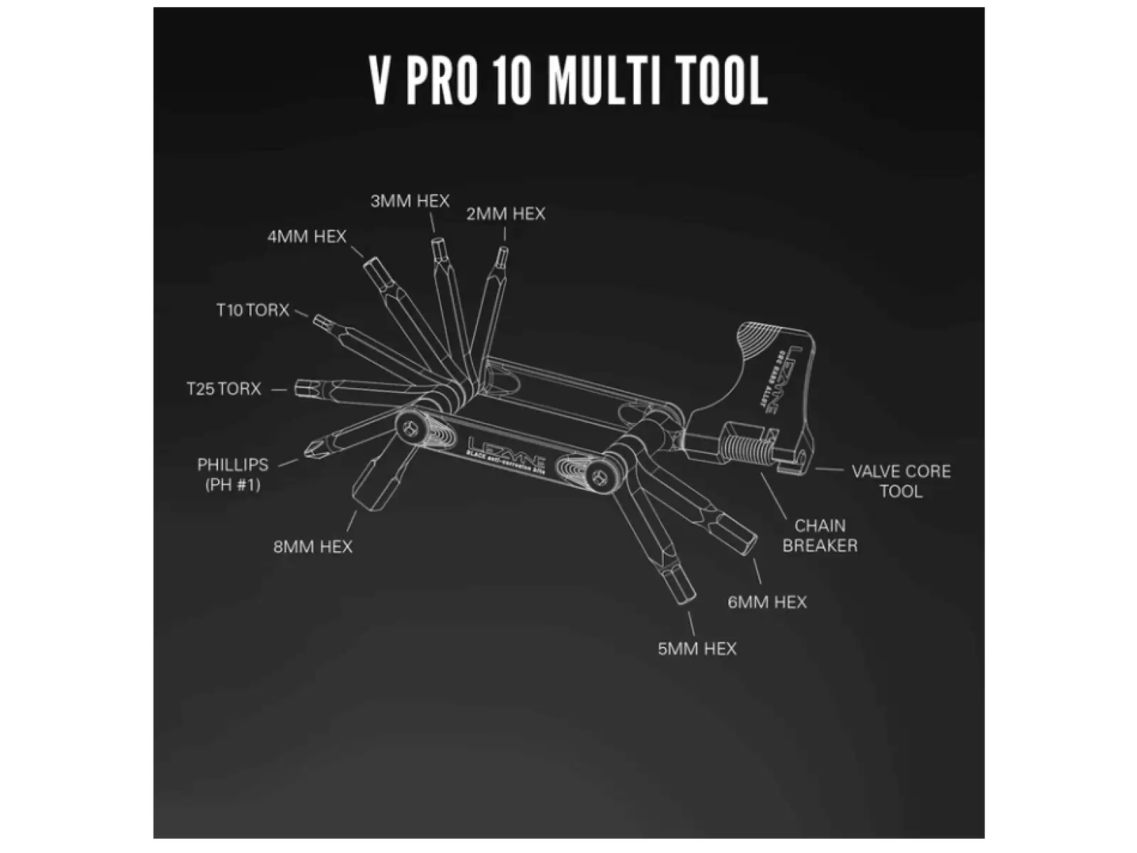 Lezyne V Pro multikľúč 10 funkcií čierny