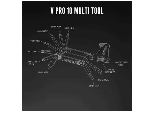 Lezyne V Pro multikľúč 10 funkcií čierny