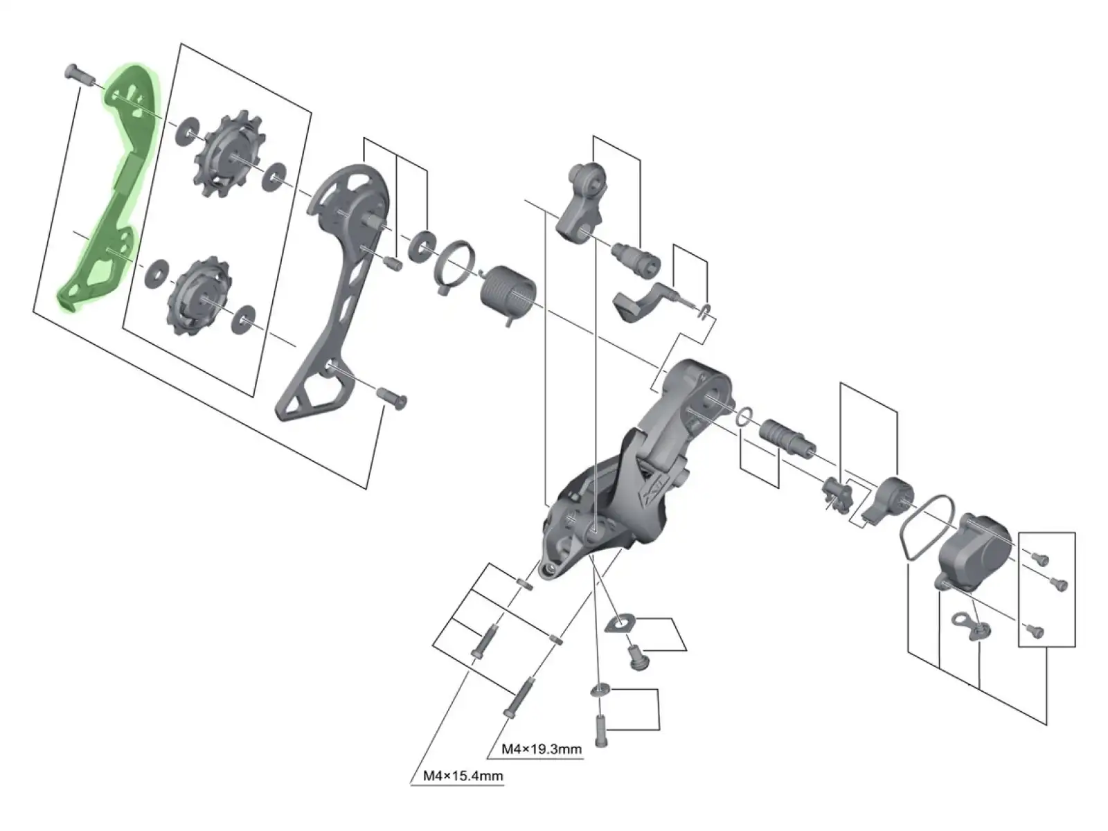 Shimano vedenie prehadzovačky RD-M781 vnútorné SGS