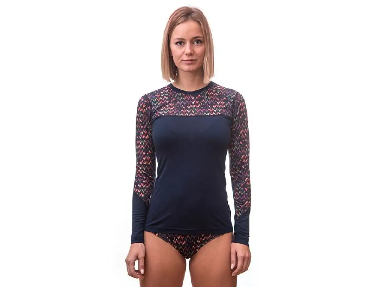 Sensor Merino Impress dámske tričko dlhý rukáv Deep Blue/Origami