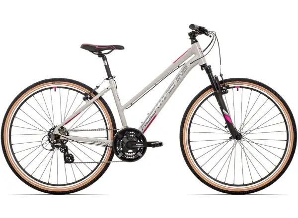 Rock Machine CrossRide 100 Lady lesklá světlá šedá/tmavě šedá trekingové kolo.
