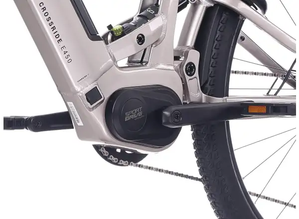 Rock Machine Crossride e450 FS nízkonavstupové celoodpružené elektrobicykel Sand Grey/Black
