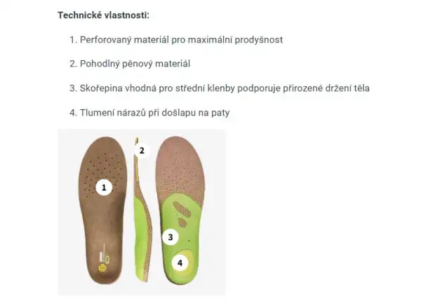 Sidas 3Feet Outdoor Mid vložky do topánok stredná klenba 1 pár