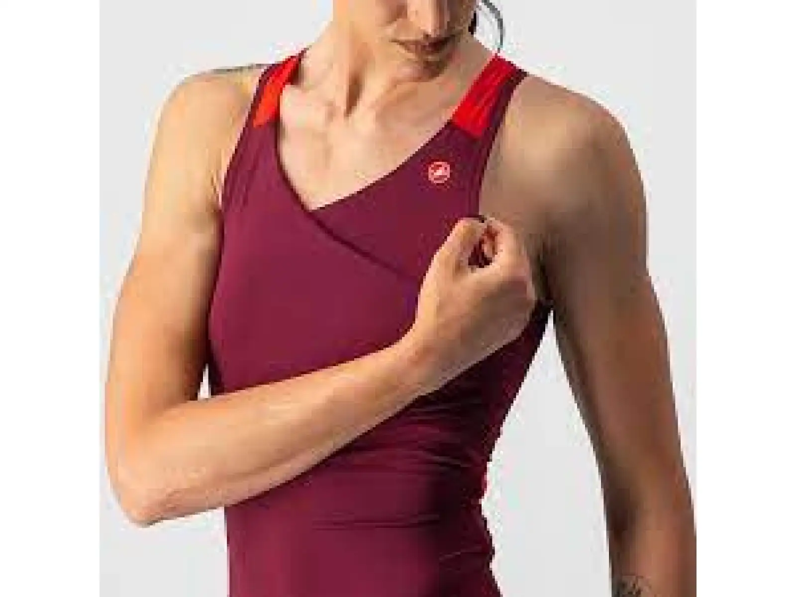 Castelli Solaris dámsky dres bez rukávov bordeaux/červená