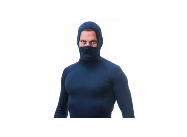 Sensor Merino DF pánske tričko dlhý rukáv s kapucňou Deep Blue