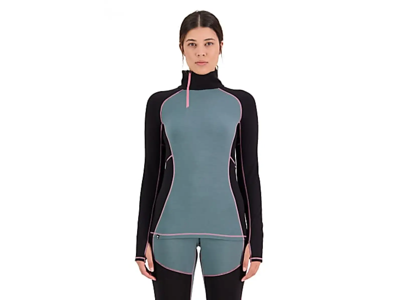 Mons Royale Olympus Half Zip WMNS dámske tričko s dlhým rukávom burnt sage/black