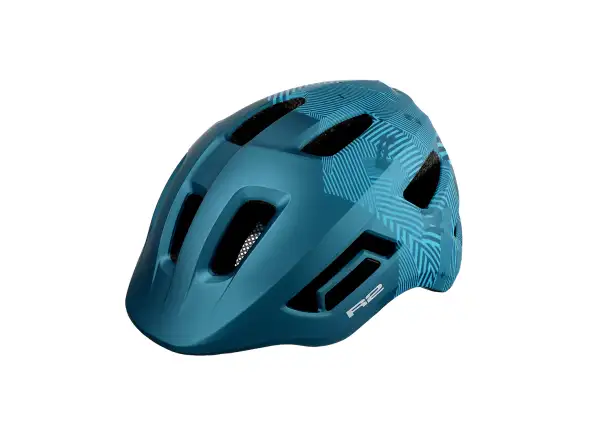 R2 Pulse detská cyklistická prilba petrol modrá/svetlomodrá