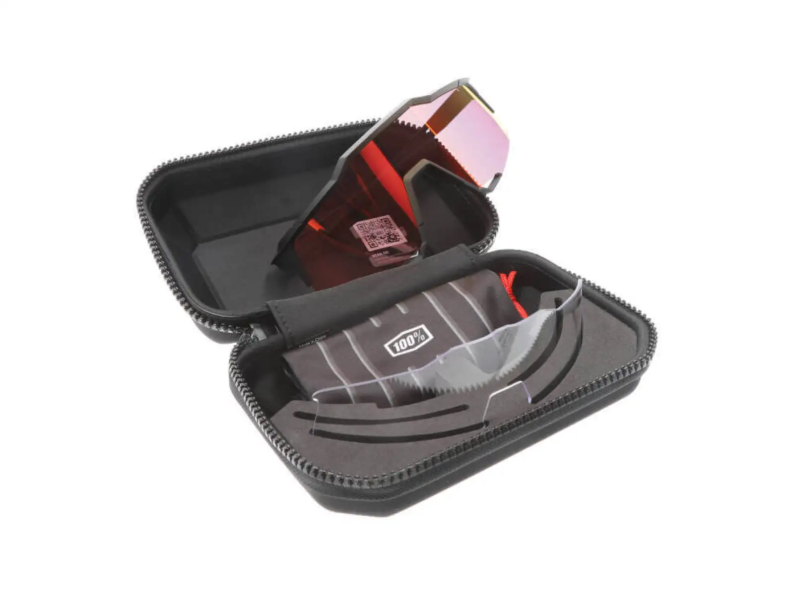 100% Performance Speedcraft cyklistické okuliare Soft Tact Black/HIPER Red Multilay