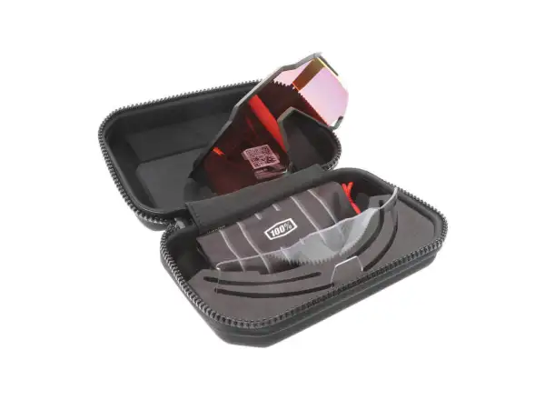 100% Performance Speedcraft cyklistické okuliare Soft Tact Black/HIPER Red Multilay