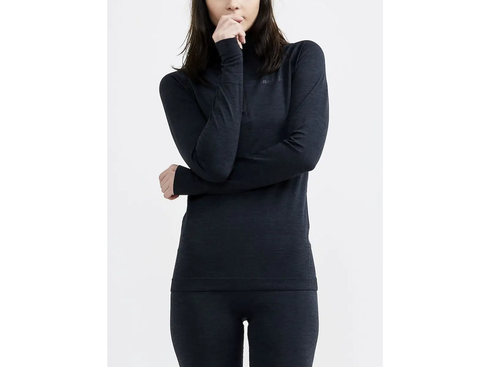 Craft CORE Dry Active Comfort Zip dámske tričko dlhý rukáv čierna