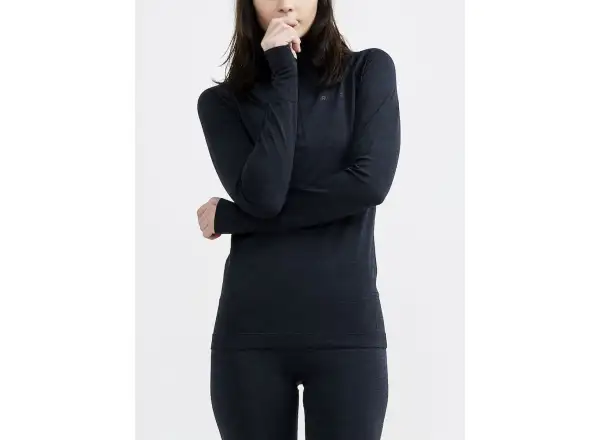 Craft CORE Dry Active Comfort Zip dámske tričko dlhý rukáv čierna