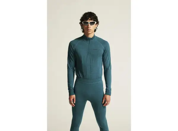 Craft Core Dry Active Comfort Zip pánske tričko dlhý rukáv zelená