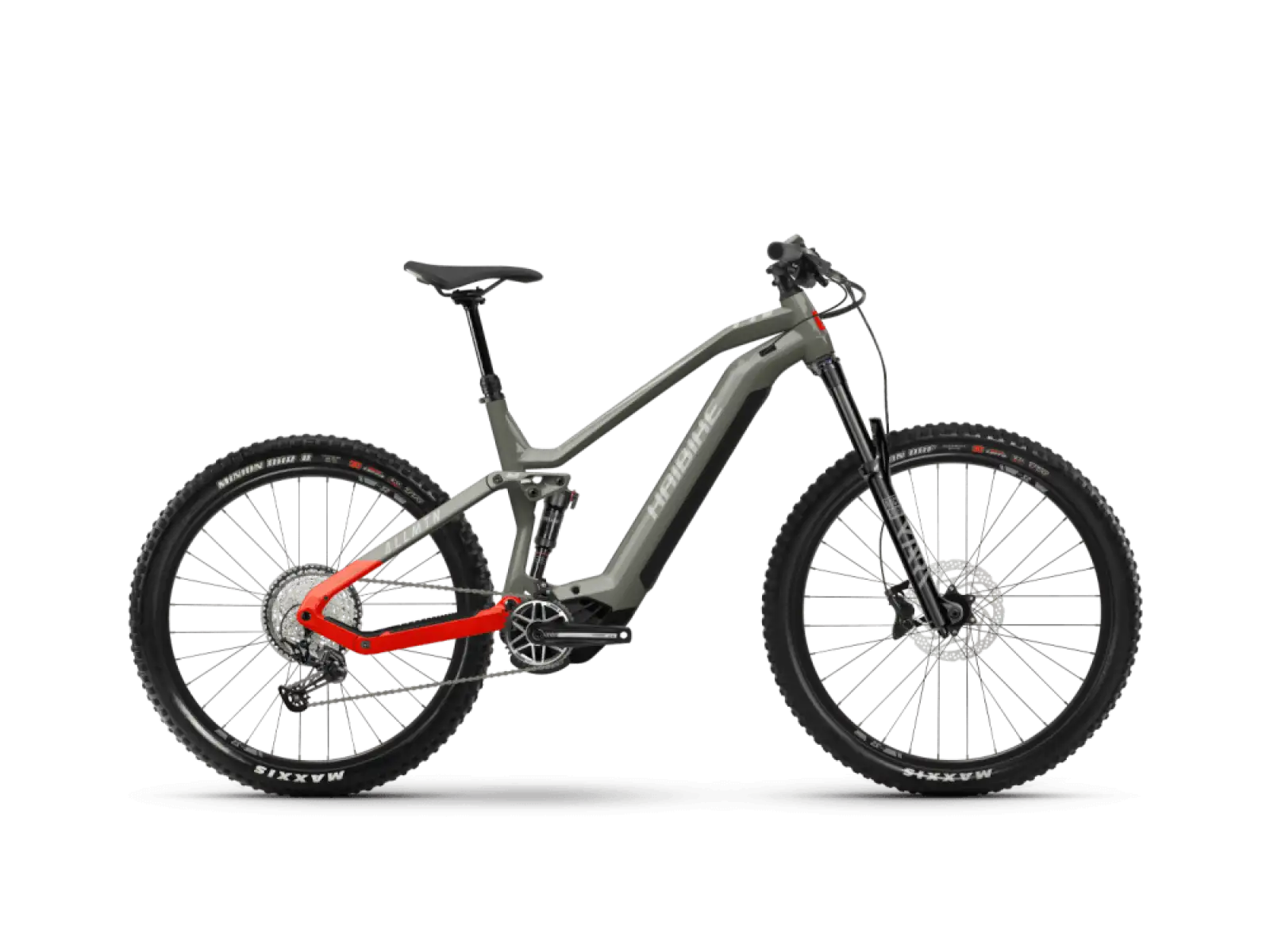 Haibike AllMtn 4 Gloss Khaki Red celoodpružený elektrobicykel